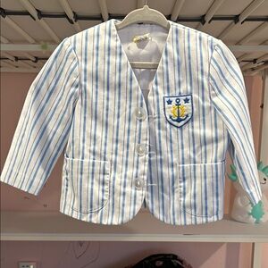 Nautical Striped Kids Jacket - White and Blue VINTAGE